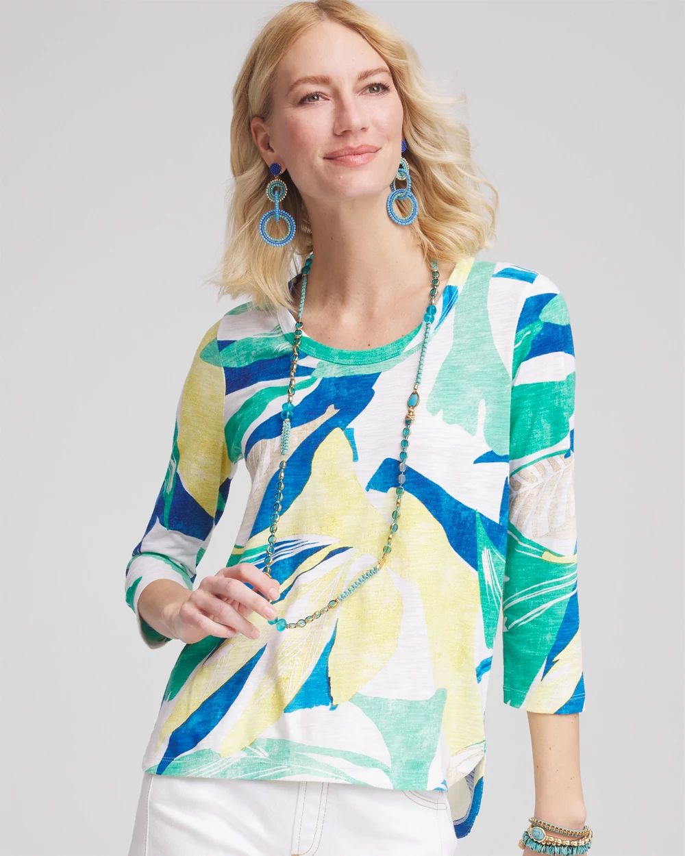 Ocean Print Slub Scoop-Neck Tee | Chico's